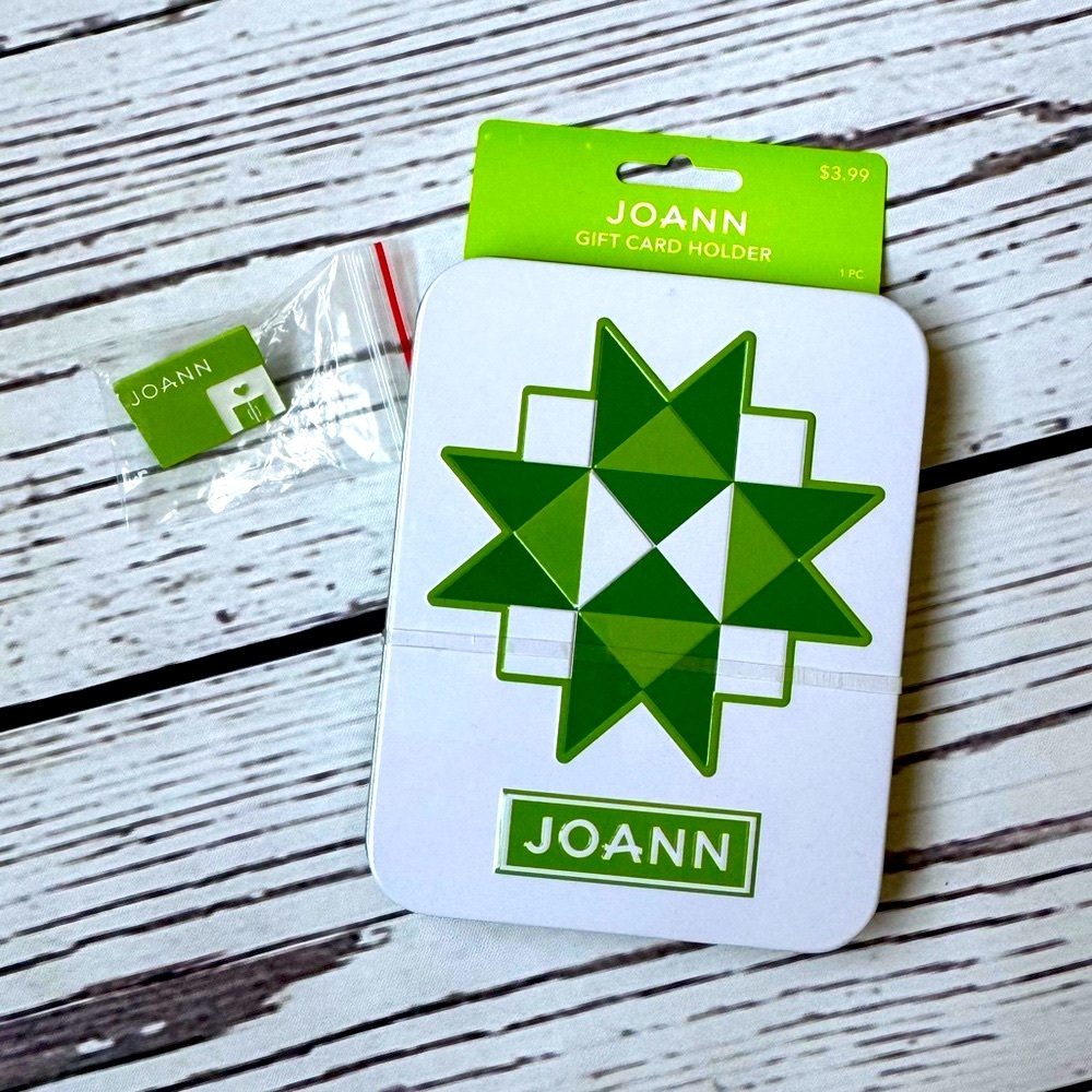 SUPER RARE Joann Fabrics Branded Graphic Enamel Pin & Quilter Gift Card Tin! NEW